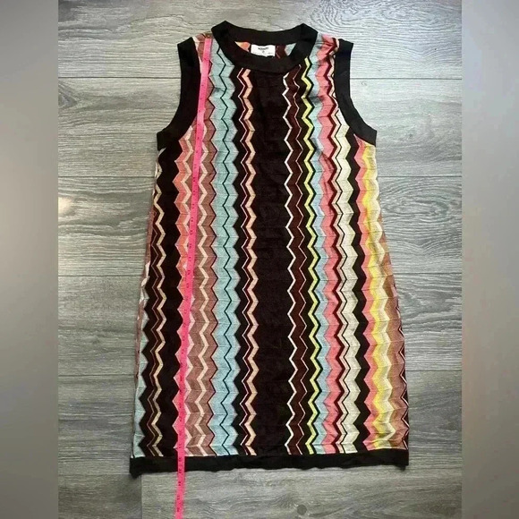 Missoni X Target 20 Yr Anniversary Brown Zig Zag Sleeveless Sweater Dress Size M - Picture 6 of 7